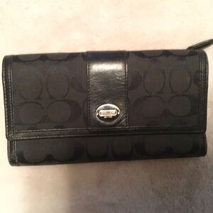Coach Signature Monogram Black Wallet